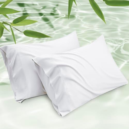 Bedsure King Size Pillow Cases Set of 2 - White, 20x36 Inches, Bamboo Rayon, Cool & Silky