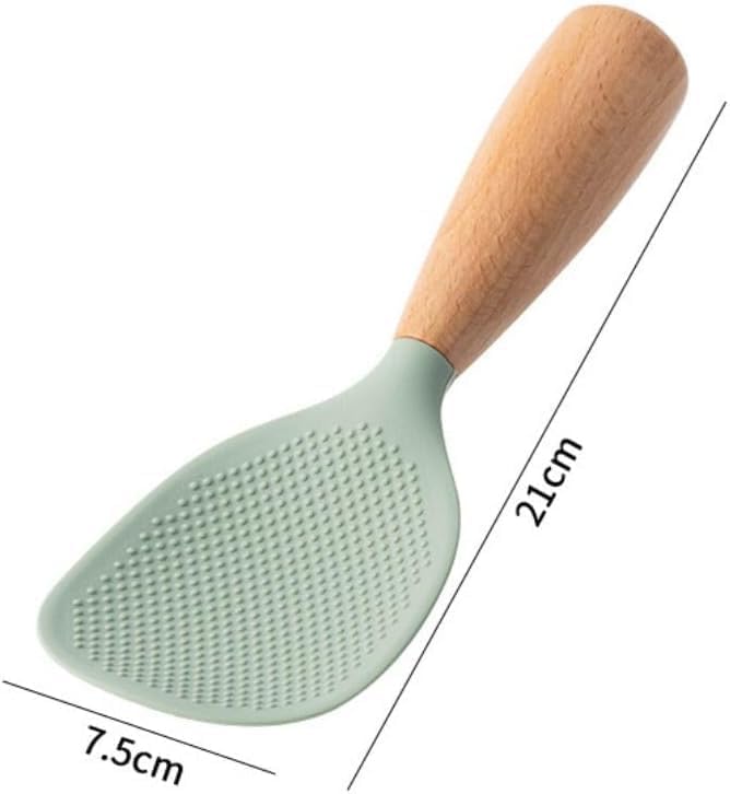 Cauaoa Heat Resistant Beige Silicone Rice Spoon - Standing Design