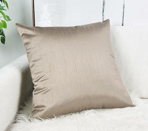 Aiking Home Faux Silk Throw Pillow Covers 18x18 Inches (Set of 2)