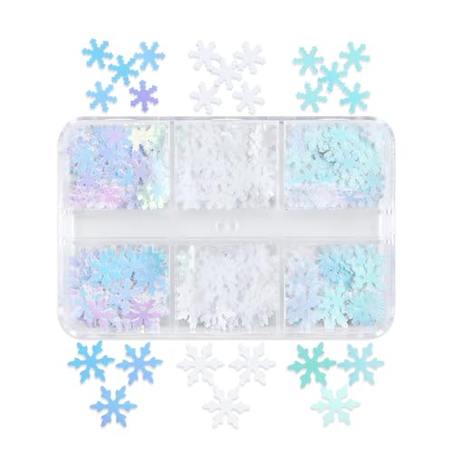 OSTTMA 6 Grids Snowflake Nail Art Glitters 3D Christmas Sequins