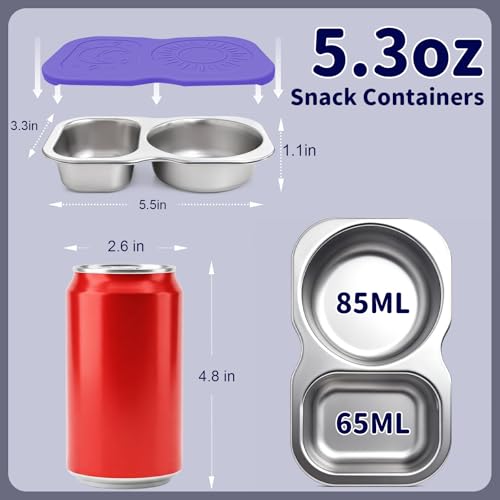 QCQHDU 2-Pack Stainless Steel Snack Containers - Leak-Proof and Portable