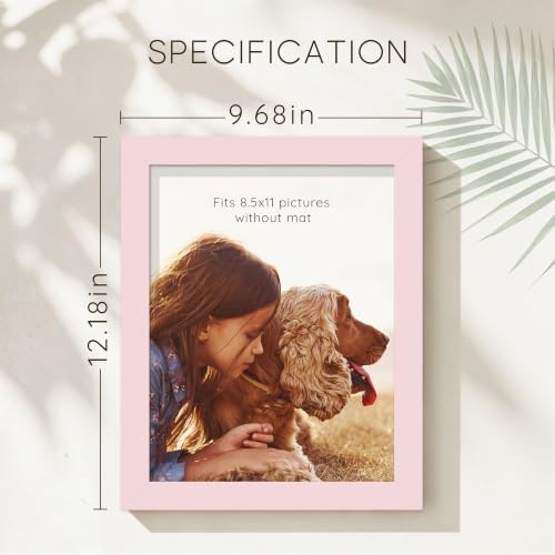 Picrit 8.5x11 Picture Frame in Pink, Shatterproof Wall-Mount Photo Frame