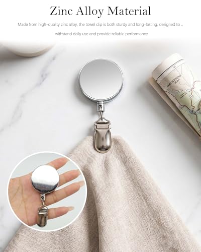 Retractable Towel Clip Holder - Zinc Alloy Kitchen & Bathroom Use