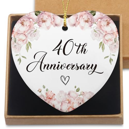 40th Anniversary Ceramic Ornament Gift for Couples, Parents, Husband, and Wife