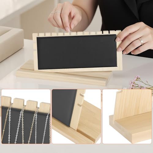 KUKUVR Wooden Necklace Display Stand with Velvet Pad - Jewelry Organizer