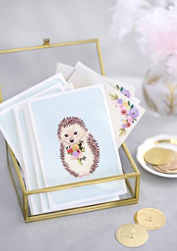 Hedgehog with Flower Blank Cards & Envelopes Set - 14 Count
