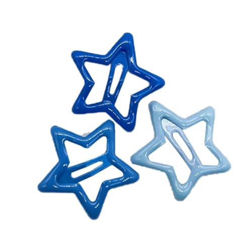 Star Hair Barrettes Set of 3 Blue Alloy Side Hair Clips for Women