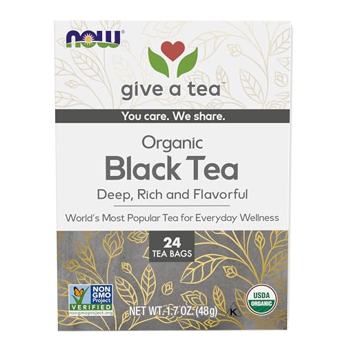 NOW Foods Give a Tea Organic Black Tea 24 Bags | Rich & Robust Caffeine