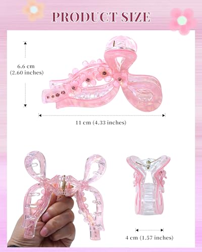 ACECHA Glitter Bow Claw Clip 2 Pack - Sparkly Non-Slip Hair Clips