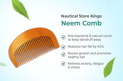 Neem Wood Hair Comb Half Moon Design 2-Pack
