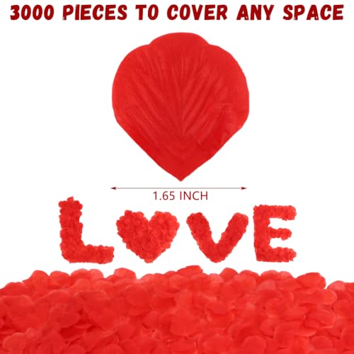 3000 Red Rose Petals - Premium Non-Woven Fabric for Weddings & Decor
