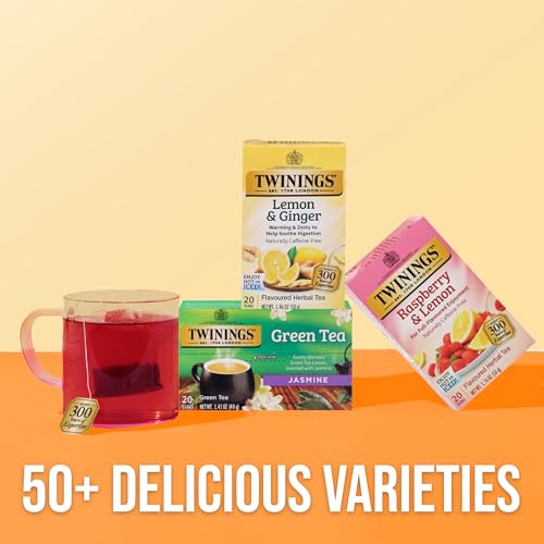 Twinings Raspberry & Lemon Herbal Tea Bags, 20 Count (Pack of 6)