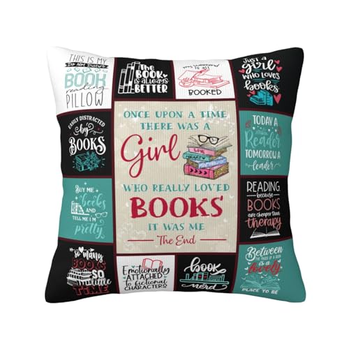 Book Lovers Pillowcase 18" x 18" - Literary Gift for Readers
