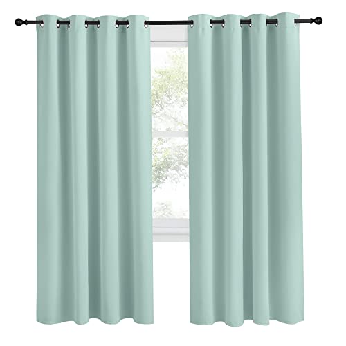 NICETOWN Blackout Window Curtain Panel, Aqua Blue, 55 x 78 Inch Grommet