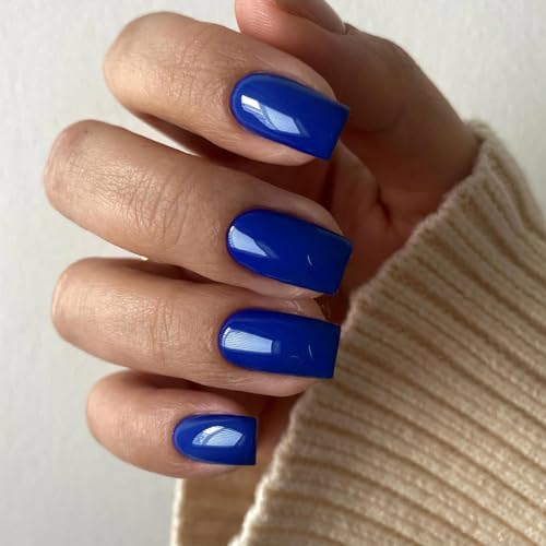 XCREANDO Royal Blue Press on Nails Medium Square Fake Nails Set