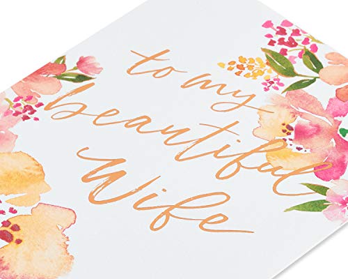 Papyrus Anniversary Card for Wife - Watercolor Floral Design
