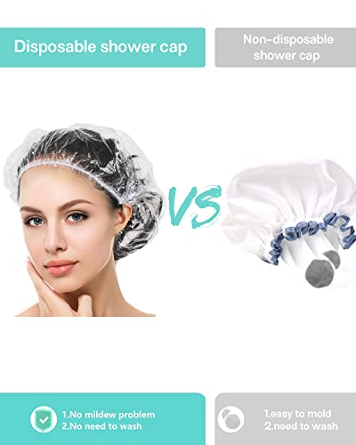 Auban 30-Pack Disposable Shower Caps, Waterproof Plastic Hair Caps
