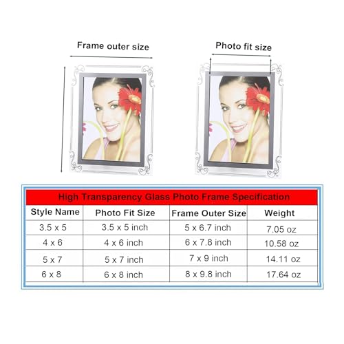 5x7 Silver Glass Photo Frame - Vertical & Horizontal Display
