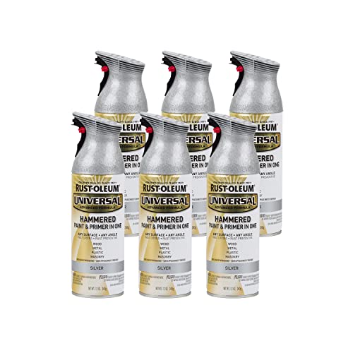 Rust-Oleum Universal Hammered Spray Paint, 12 oz, Silver - Fast Dry, Rust Preventive, Any Angle Spray