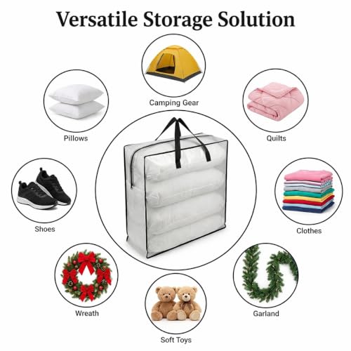 95L Underbed Storage Bag - Clear Foldable Bedding Organizer (1 Pack)