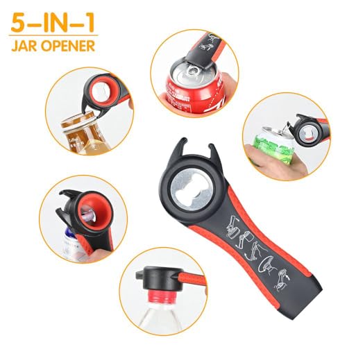 Otstar 4-Piece Jar and Bottle Opener Set for Arthritis - Black and Red