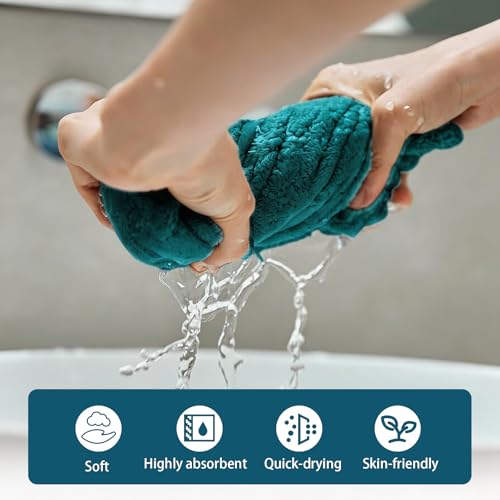 Meishiqi Luxury 100% Cotton Hand Towels, 2-Pack, 12" x 27", Light Blue
