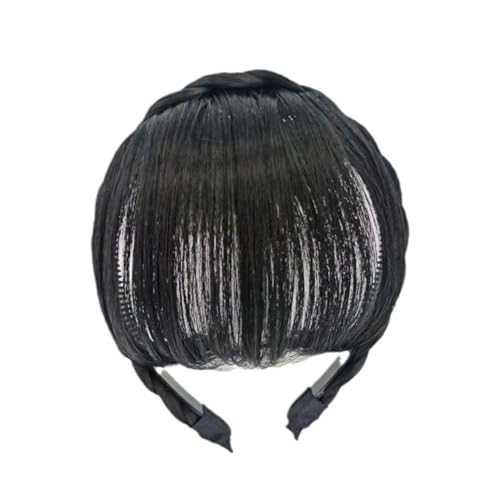 Black Clip-In Bangs Headband Synthetic Hair Piece for Women