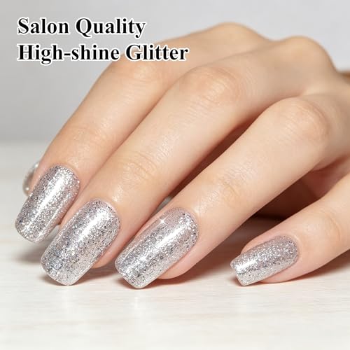 YTD Likomey Silver Holographic Glitter Gel Nail Polish 15ml