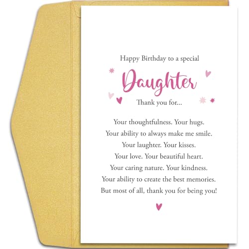 Birthday Card for Daughter from Parents - Poem & Blank Inside