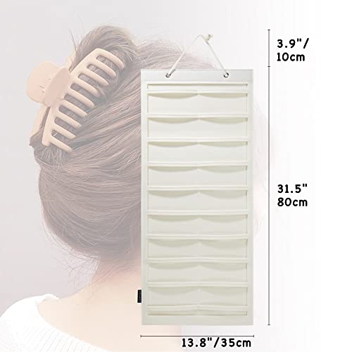 Beige Hanging Hair Claw Clips Organizer for Wall & Closet
