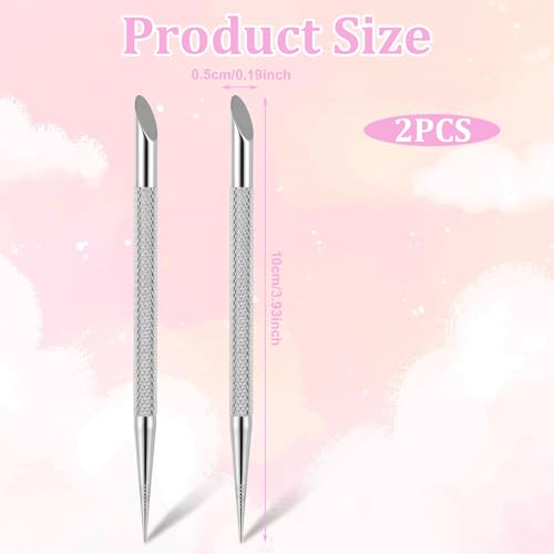 Xelsluthe Stainless Steel Cuticle Pusher and Nail Cleaner Tool 2 Pcs