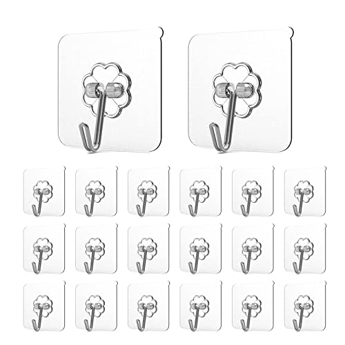 20 Heavy Duty Adhesive Hooks for Hanging - Strong Wall & Ceiling Hooks