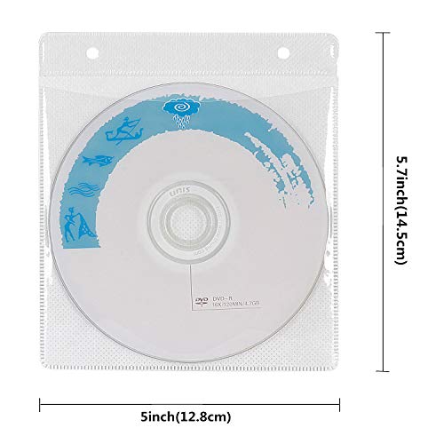 RICHEN Double-Sided CD & DVD Storage Sleeves - 100 Pack (White)