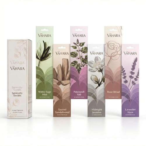 VAHARA Serenity Series Masala Incense Sticks - 6 Hand-Rolled Aromatherapy Scents