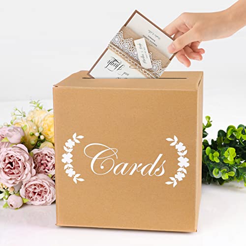 Kraft Wedding Card Box - Rustic Reception Gift Card Holder - 7.9"
