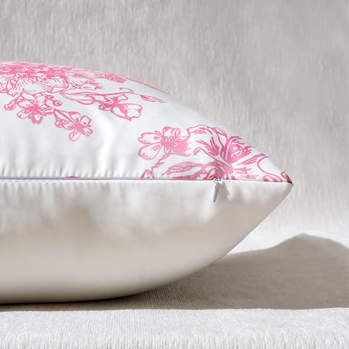 EliteBond Pink 18x18 Outdoor Waterproof Pillow Cover Set of 2 - Farmhouse Garden Decor