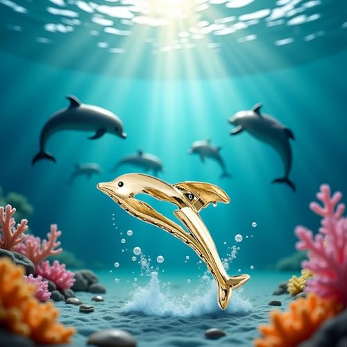 Metal Dolphin Hair Claw Clip - Golden Cartoon Hair Jaw Clamp for Thick Hair