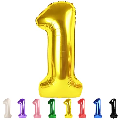 40 Inch Gold Number Balloon for 1st Birthday Party – DIY Photo Prop
