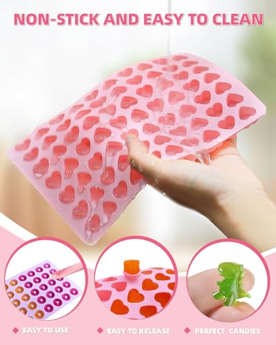KKDINDAN 5-Piece Silicone Gummy Mold Set with Droppers & Cleaning Brush
