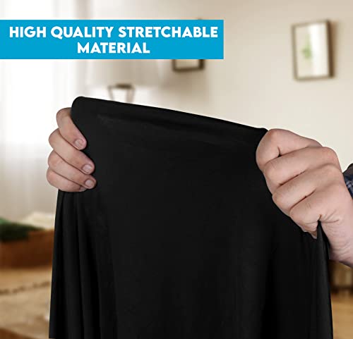 Utopia Kitchen 8FT Spandex Table Cloth - Black, Washable & Wrinkle Resistant