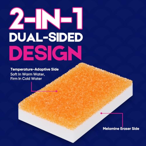 LAUNDRYLUX Dual-Sided Magic Sponge Eraser & Scrubber - 4 Pack