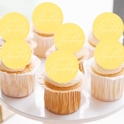 10 Pcs Gold Acrylic Happy Birthday Cupcake Toppers Set