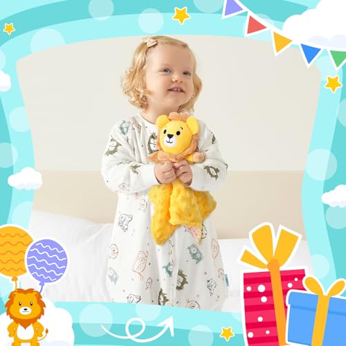Yellow Lion Baby Security Blanket Lovey | Soft Plush Toy for Infants