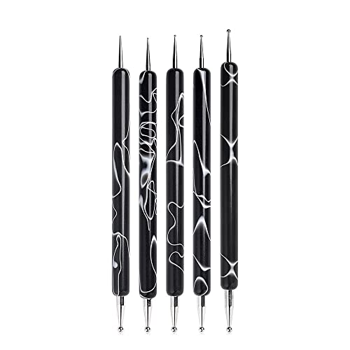 KADS 5-Piece 2-Way Nail Art Dotting Pens for Manicure & Gel Painting
