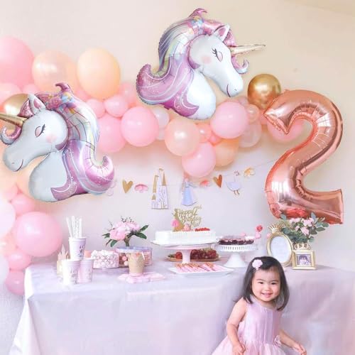 Unicorn Foil Balloons - 2 Pack Large Rainbow Party Decorations