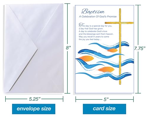 Baptism Card with Envelope - Made in USA - 5" x 7.75"