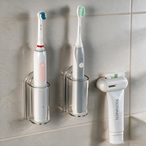 Wall Mounted Electric Toothbrush Holder with Charging Slot - 2PCS