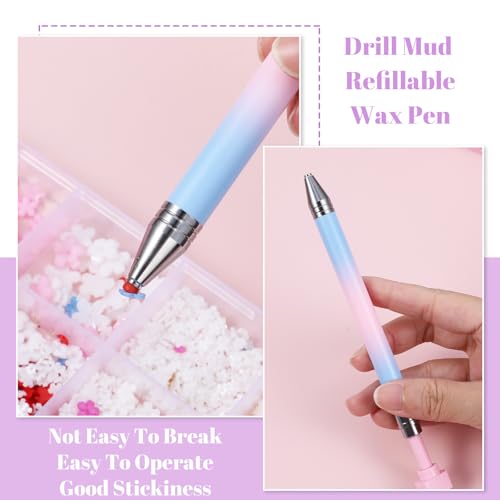 DOPENSPI Refillable Rhinestone Picker Tool with 6 Wax Refills for Nail Art and Diamond Painting