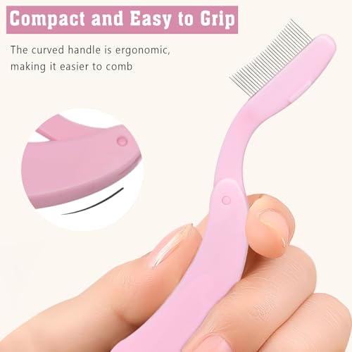 Zoolinn Folding Eyelash Comb Separator Tool - 2 Pack Black & Pink
