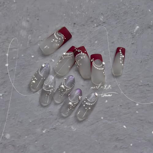 White Pearl Nail Stickers 5D Self-Adhesive French Tip Nail Decals